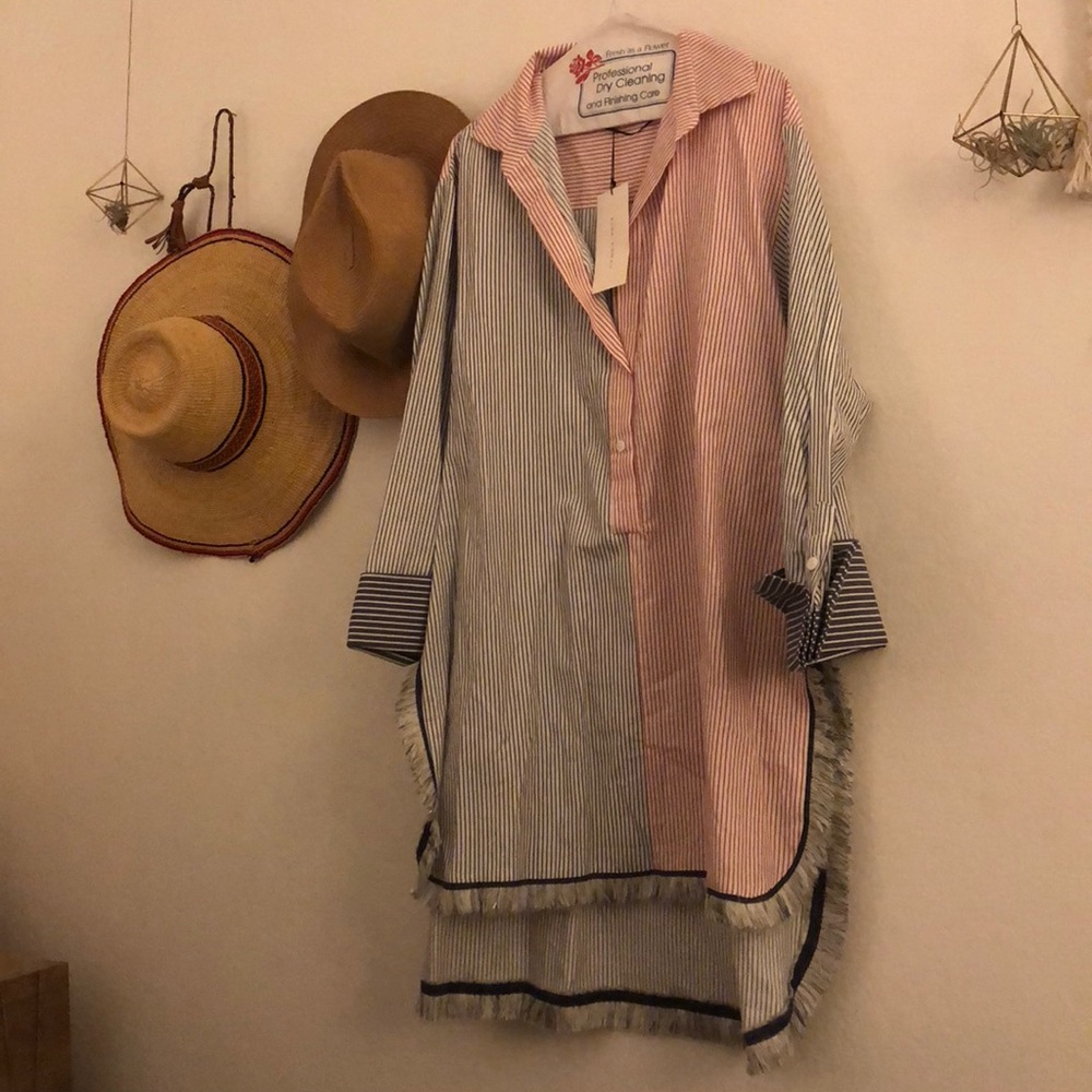 Zara tunic with contrasting stripes and fringe